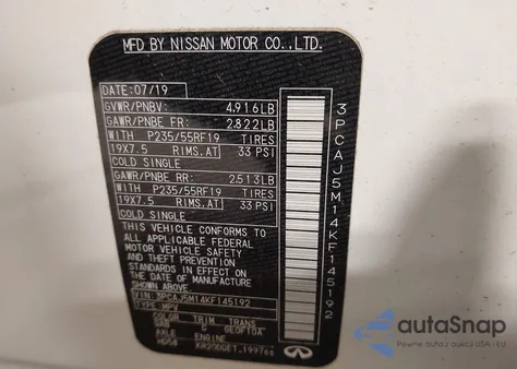 2019 Infiniti Qx50 Essential from USA, damaged, VIN 3PCAJ5M14KF145192